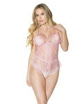 Crystal Pink Peek-A-Boo Crotchless Teddy