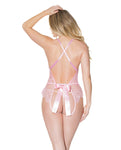 Crystal Pink Peek-A-Boo Crotchless Teddy