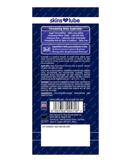 Skins Super Slide 矽膠潤滑劑 - 超長效且防水 Product Image.