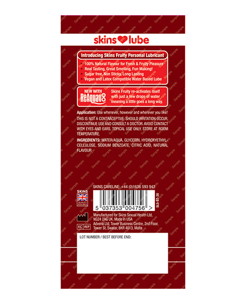 Skins 芒果和西番蓮水性潤滑劑 - 5 毫升箔 Product Image.