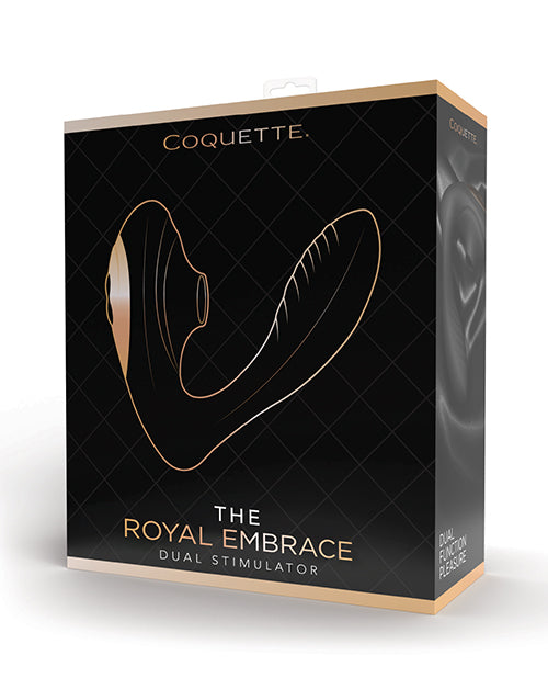 Coquette Royal Embrace: Estimulador dual negro/oro rosa Product Image.
