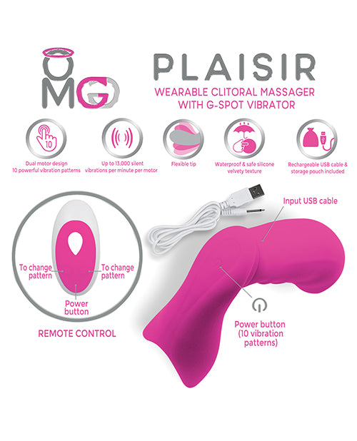 Masajeador de clítoris portátil OMG Plaisir con vibrador de punto G - Rosa: experiencia de placer definitiva Product Image.