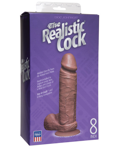 Doc Johnson 8" Realistic Cock with Balls Product Image.