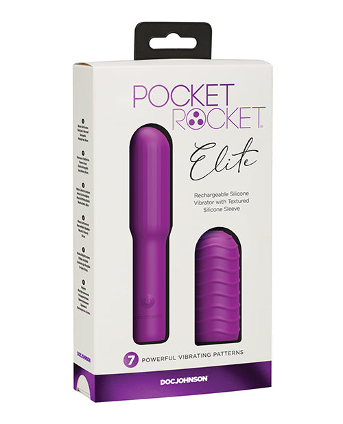 Sky Blue Pocket Rocket Elite: Rechargeable Pleasure with Customisable Sleeve Product Image.