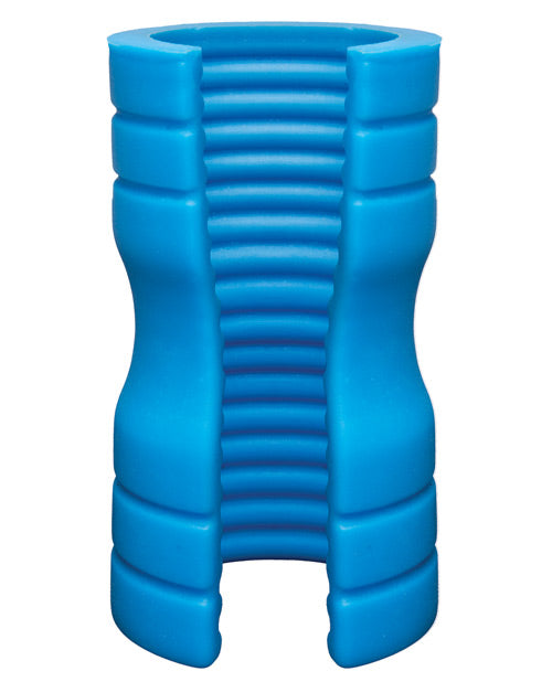 Stroker de silicona azul acanalado OptiMale Product Image.