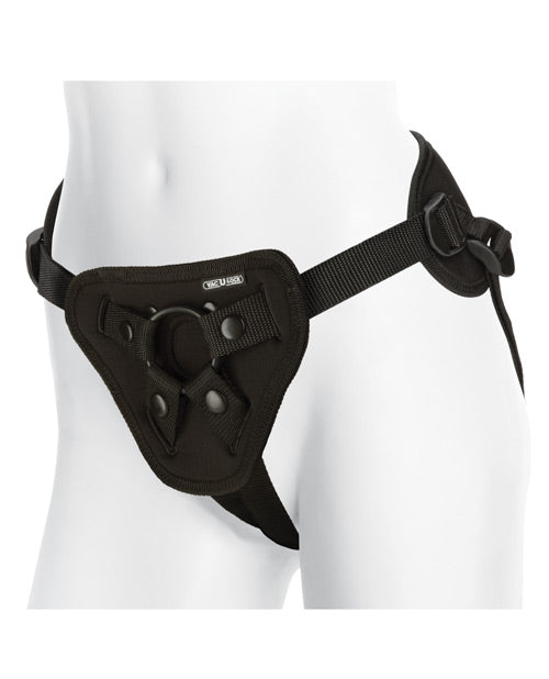 Vac-U-Lock Supreme Harness with Vibrating Plug in Black Product Image.