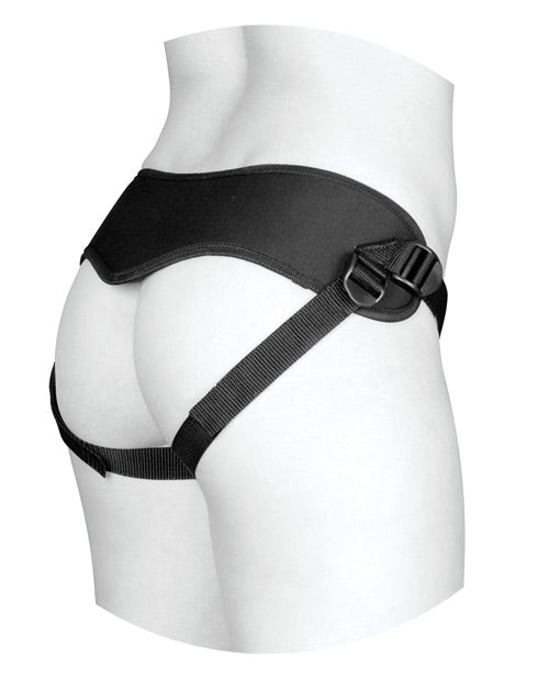 Vac-U-Lock Supreme Harness with Vibrating Plug in Black Product Image.