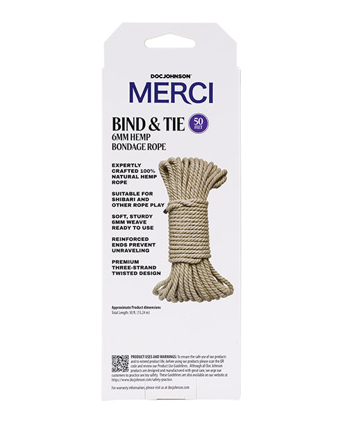 Merci Bind & Tie Hemp Bondage Rope - 50 ft Product Image.