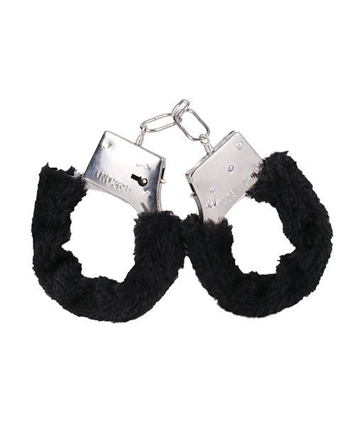 Indulgence Unleashed - Luxury Black Furry Handcuffs by In A Bag Product Image.