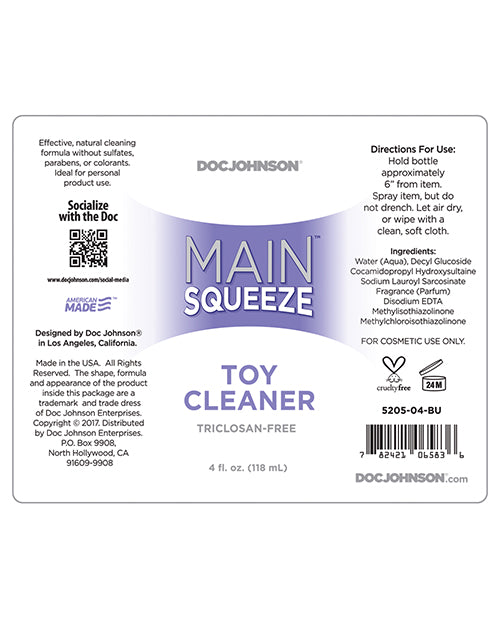 Main Squeeze Toy Cleaner: Hygienic 4 oz Spray Bottle