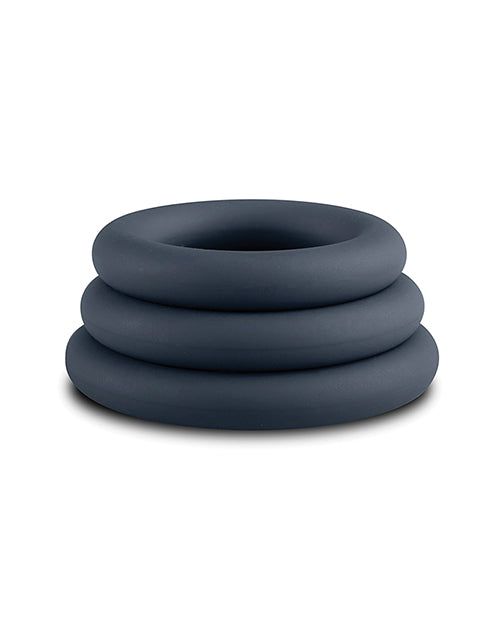 "Silicone Cock Ring Set - 3 Sizes, Black" Product Image.