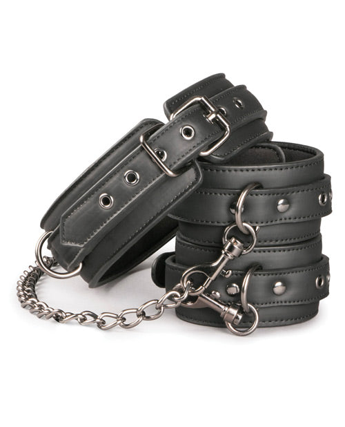 Easy Toys Black Faux Leather Bondage Set Product Image.