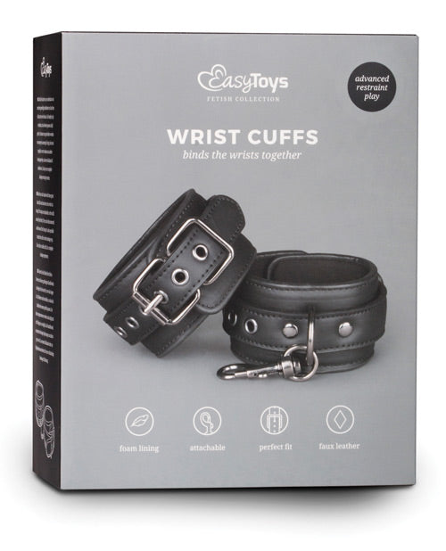 Easy Toys Faux Leather Handcuffs - Black - featured product image.