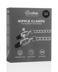 Easy Toys Big Nipple Clamps with Chain - Silver centered on a white background - featured product image.