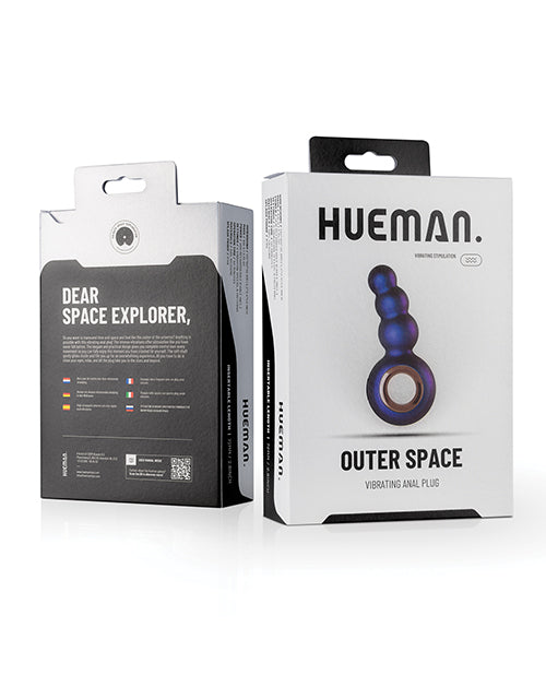 Hueman 紫色振動肛門塞：10 種設置，彎曲軸，刺激珠 Product Image.