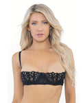 Black Lace Bra with Underwire Boning Cups