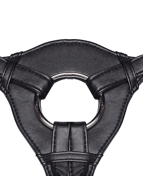 Lux Fetish Black Patent Leather Strap-On Harness Product Image.