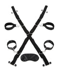 Lux Fetish Over the Door Cross with 4 Universal Soft Restraint Cuffs