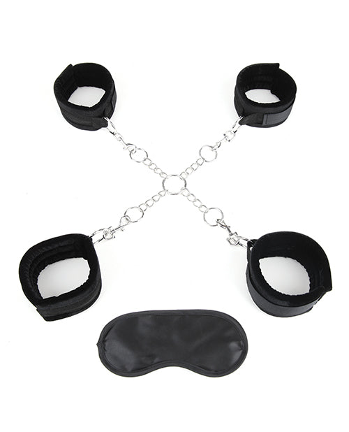 Lux Fetish Deluxe Chain Hogtie con puños de sujeción suaves: el kit de sujeción definitivo para BDSM Product Image.