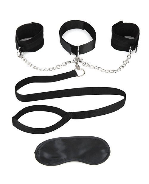 Juego de collar, esposas y correa Lux Fetish: kit de bondage definitivo para la exploración íntima Product Image.