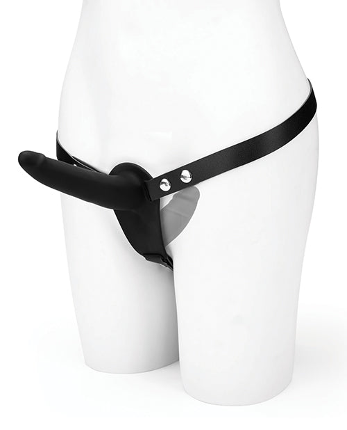 Lux Fetish Strap-On Harness Dildo with Satin Blindfold Product Image.