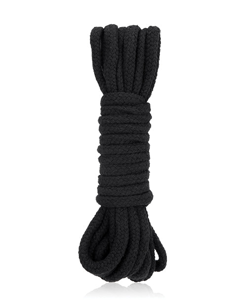 Lux Fetish 10ft Black Cotton Bondage Rope - Elevate Your Bondage Play Product Image.