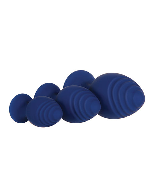 Evolved Get Your Groove on Juego de tapones anales de silicona de 3 piezas en azul Product Image.