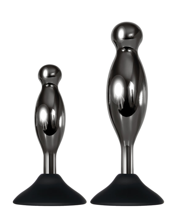 Evolved Joy Sticks 2 pc Plug Set in Black/Chrome Product Image.