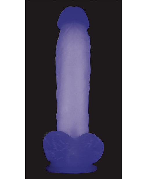 Evolved Luminous Purple Dildo: Glow-in-the-Dark Sensory Pleasure Product Image.