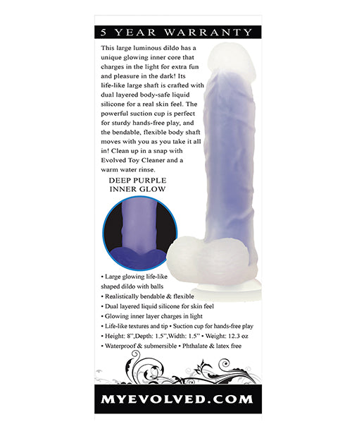 Evolved Luminous Purple Dildo: Glow-in-the-Dark Sensory Pleasure Product Image.