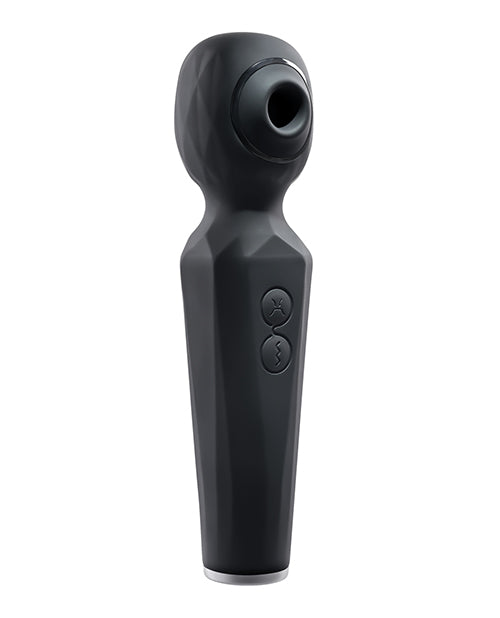 Evolved Rainbow Sucker Wand - Black Dual Function Vibrator & Suction Toy Product Image.