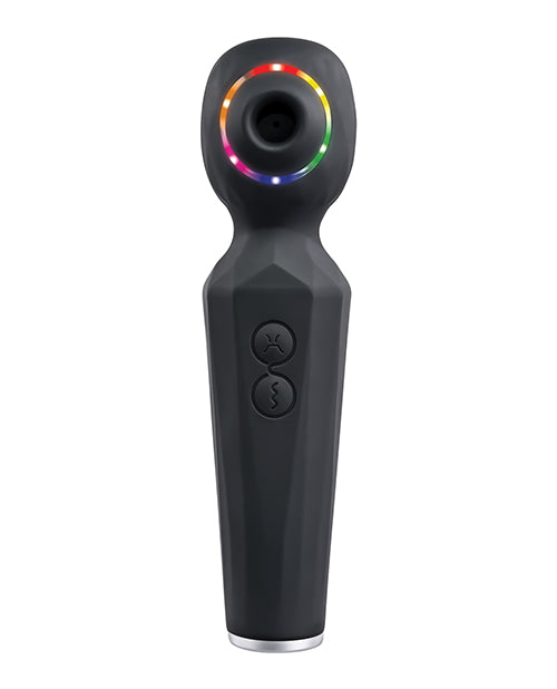 Evolved Rainbow Sucker Wand - Black Dual Function Vibrator & Suction Toy Product Image.