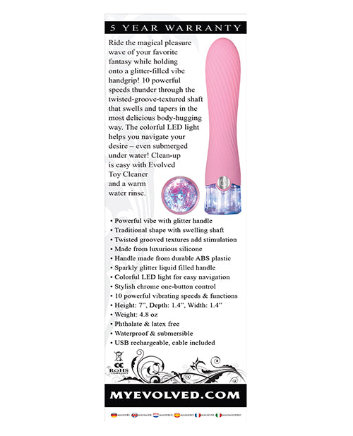 Evolved Sparkle Pink Rechargeable Vibrator: Customisable Pleasure, Innovative Design, Underwater Fun