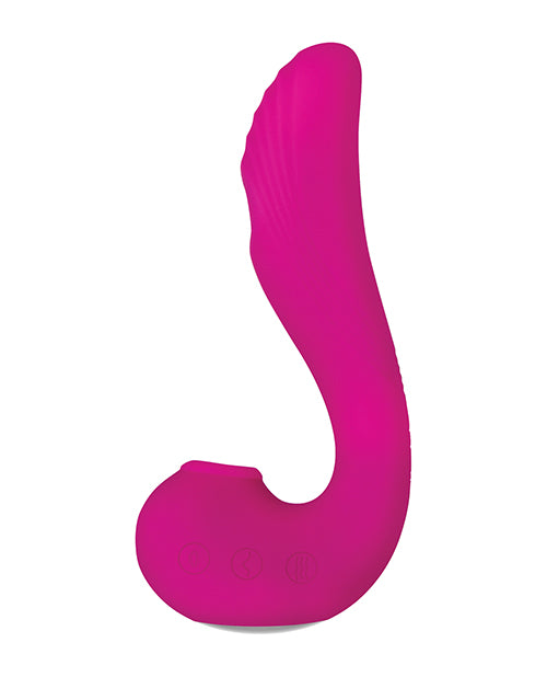 Evolved Pink Note Thumping Licking Vibe - 10 Speeds - G-Spot Stimulation - Clitoral Tongue - Submersible Product Image.