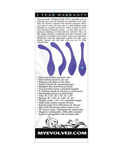 "Vibrador Azul de Doble Extremo con Control Remoto" Product Image.