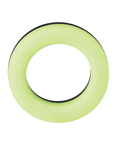 Forto F-19 Two Tone Liquid Silicone Cock Ring - Black/Glow in the Dark Product Image.