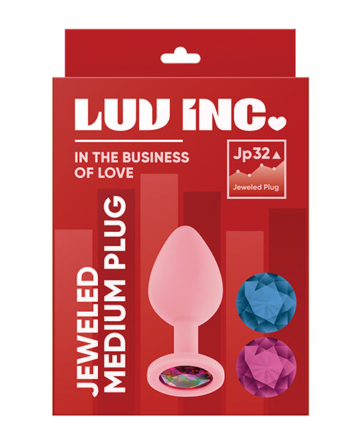 Luv Inc. Jeweled Silicone Butt Plug - Pink Sparkle Product Image.