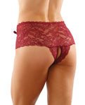 Enchanted Elegance: Magnolia Stretch Lace Crotchless Panty with Ribbon Lace-Up Front