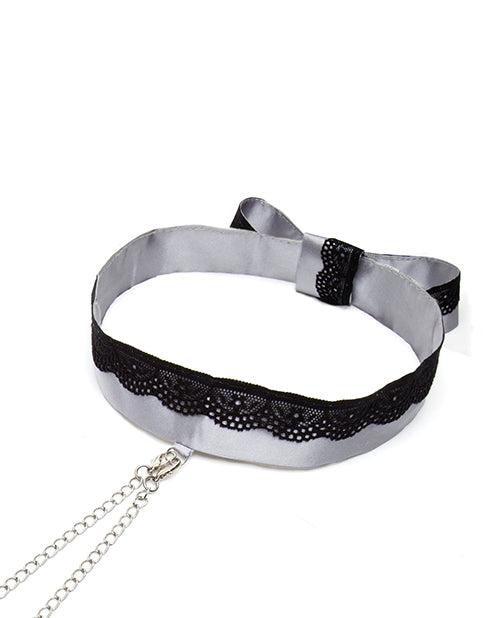 Satin & Lace Collar with Adjustable Nipple Clamps Product Image.