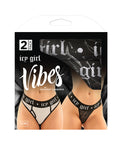 Vibes Buddy Pack: Icy Girl Metallic Boy Brief & Lace Thong - Black