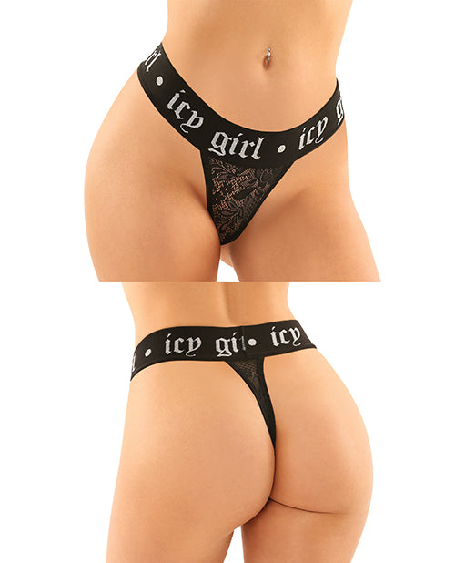 Vibes Buddy Pack: Icy Girl Metallic Boy Brief & Lace Thong - Black Product Image.