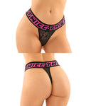 Paquete Vibes Buddy: calzoncillo de malla deportiva Thicc para niño y tanga de encaje en negro/rosa