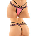 Vibes Buddy Lace Panty & Micro Thong Set in Black/Pink thumbnail image: 3