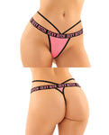 Conjunto de braguitas y micro tanga de encaje Vibes Buddy en negro/rosa