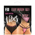 Vibes Buddy Lace Panty & Micro Thong Set in Black/Pink thumbnail image: 2