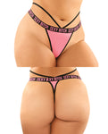 Vibes Buddy Sexy Bitch Lace Panty & Micro Thong Set - Queen Size