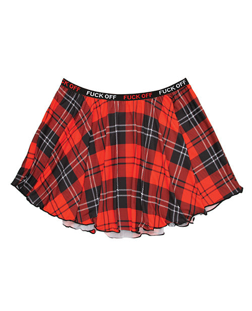 Vibes Fuck Off Plaid Skirt in L/XL Product Image.