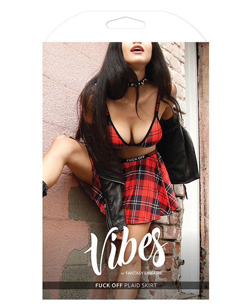 Vibes Fuck Off Plaid Skirt in L/XL Product Image.