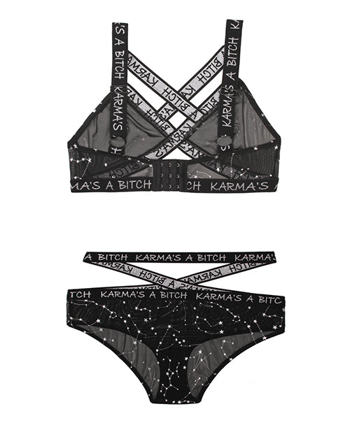 Vibes Karma's Metallic Mesh Bralette & Cutout Panty Set Product Image.
