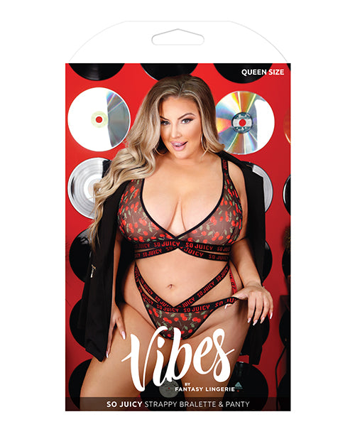 Vibes So Juicy Black Strappy Bralette & Panty Set Product Image.